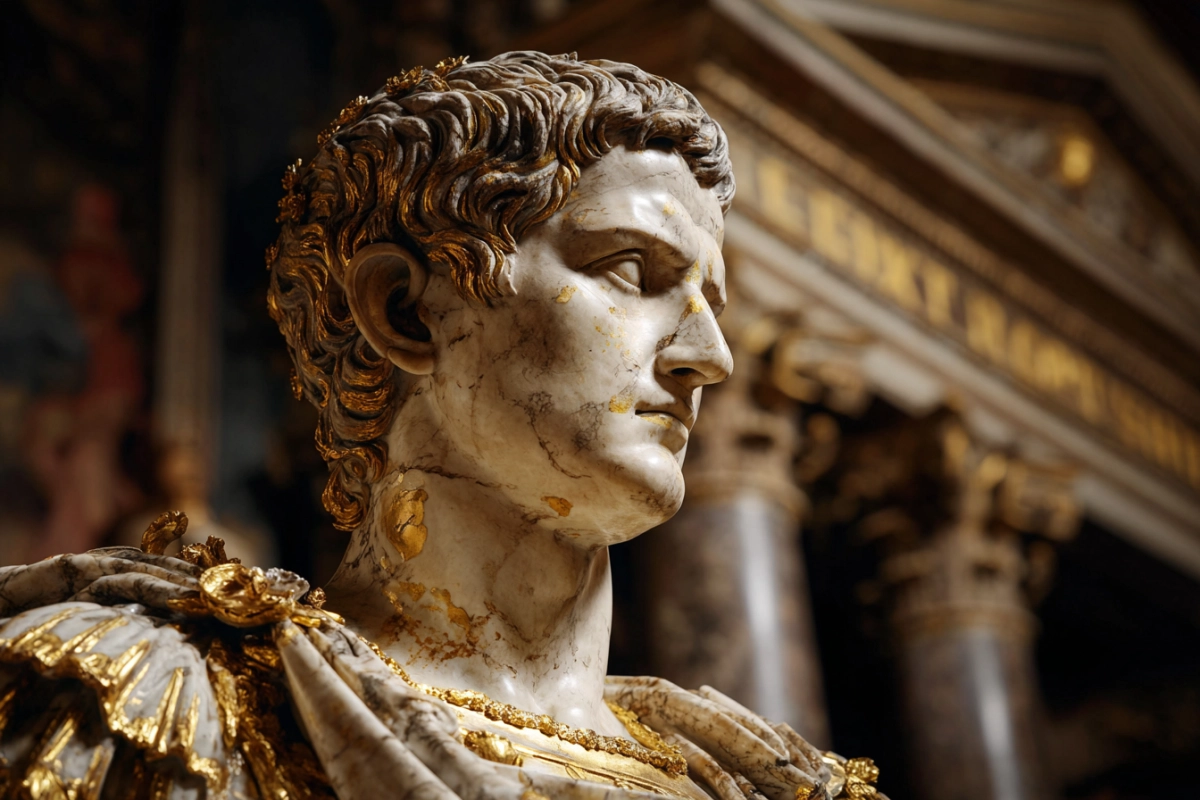 Caligula Statue with some remaining flakes of gold